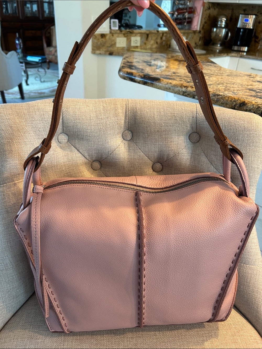The Sak Los Feliz Leather Shoulder Bag with Leather Handle